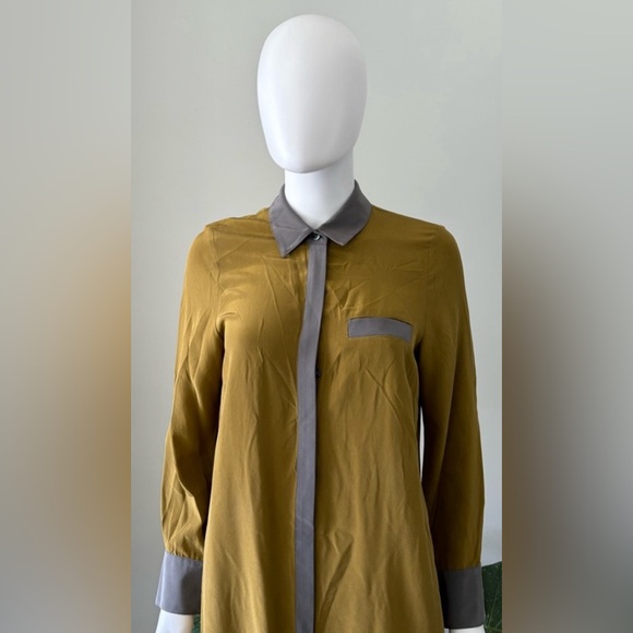 Adam by Adam Lippes Shirt Dress in Mustard/Grey - Picture 3 of 7